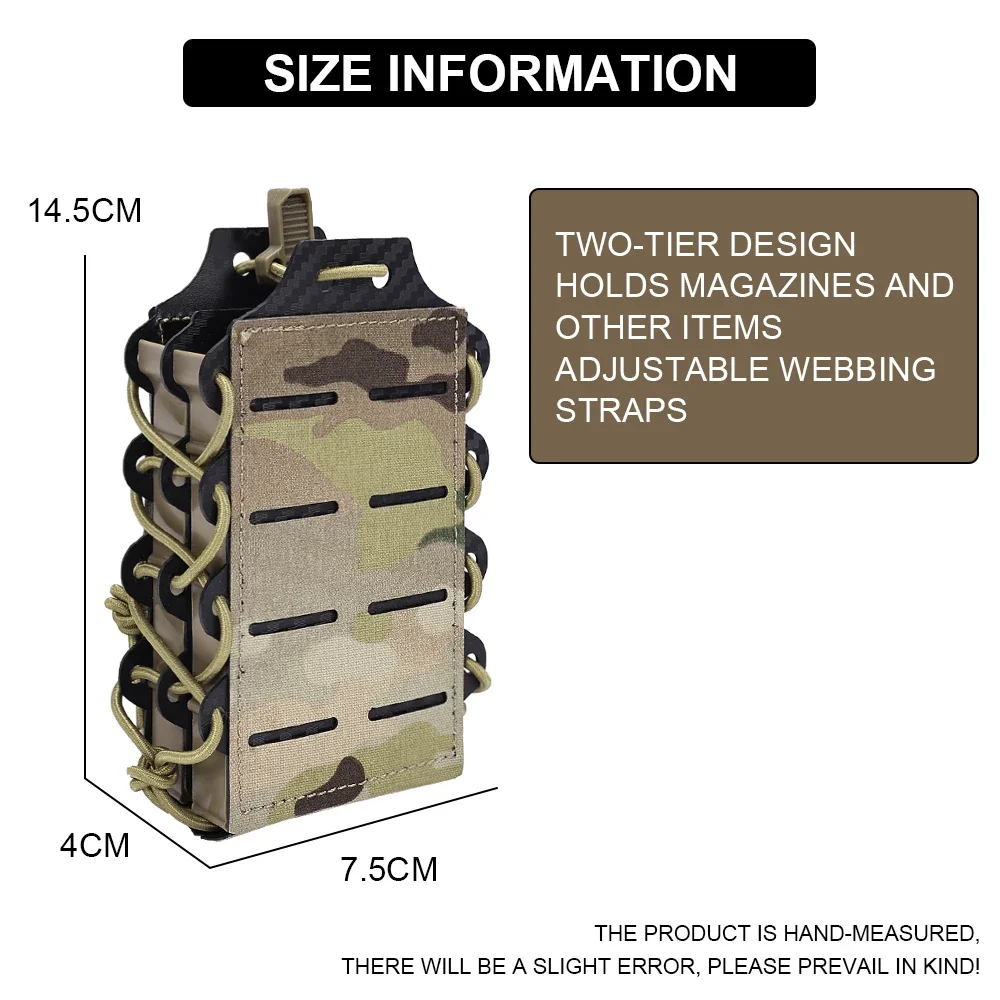 Bolsa táctica Molle de doble capa para cargador, accesorio para 5,56/7,62 M4 AK AR15 Laser Mag, equipo de caza - imagen 3
