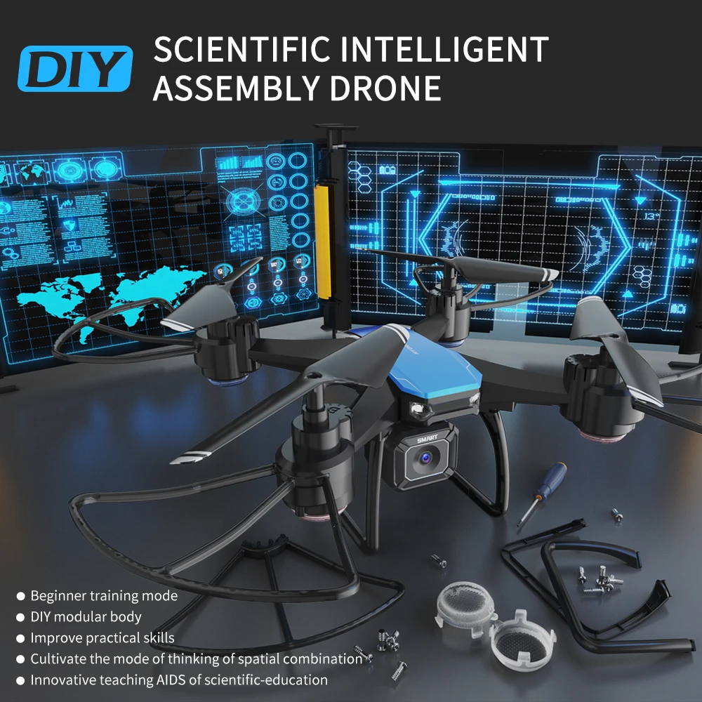 JJRC-Dron H108 avanzado para niños, Drone de bricolaje, rollo de 360 °, de una tecla despegue y aterrizaje, giro de vuelo, 4-rotor, 4K, cámara Dual, Video, juguetes para niños - imagen 2