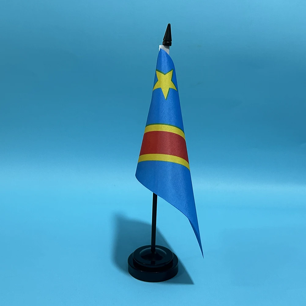 BANDERA DE SKY Bandera de escritorio de oficina Bandera del Congo 14x21 cm Poliéster Bandera nacional del Congo Adornos de escritorio Banderas - imagen 5