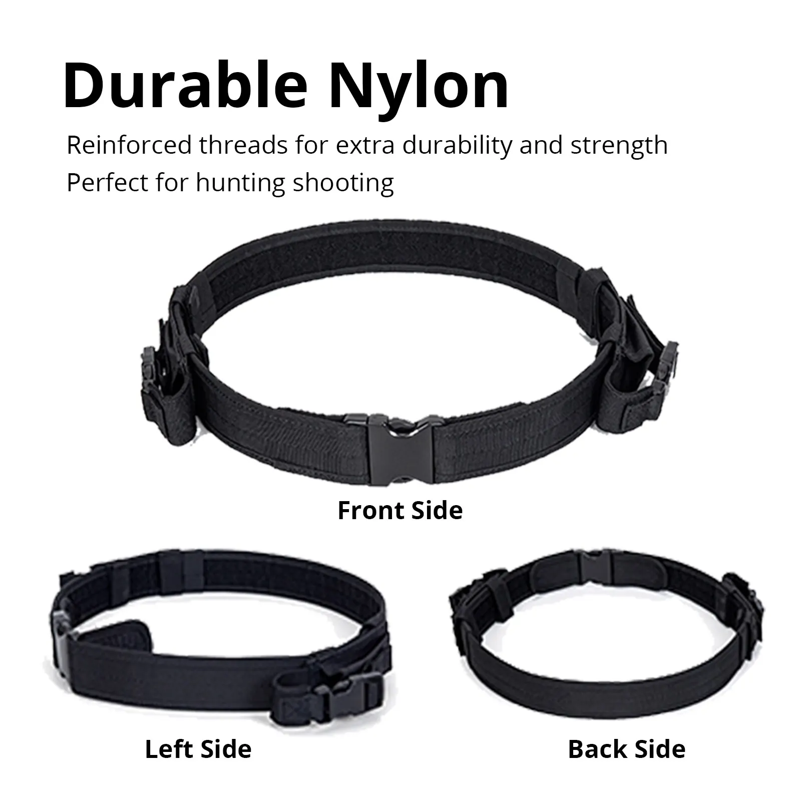 Cinturón de combate de seguridad ajustable con dos bolsas de revista de 9mm - imagen 2