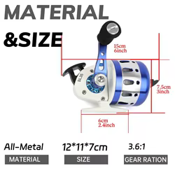 Carrete de pesca Spincast reversible acero inoxidable arco compuesto 36:1