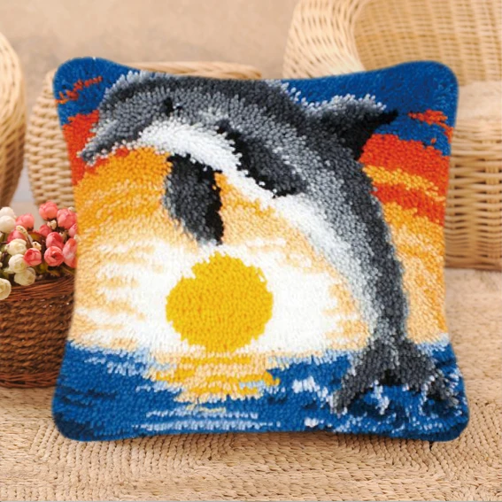 Gancho de pestillo de animales del océano, Kit de gancho de almohada bordado a mano, paquete de Smyrna - imagen 2