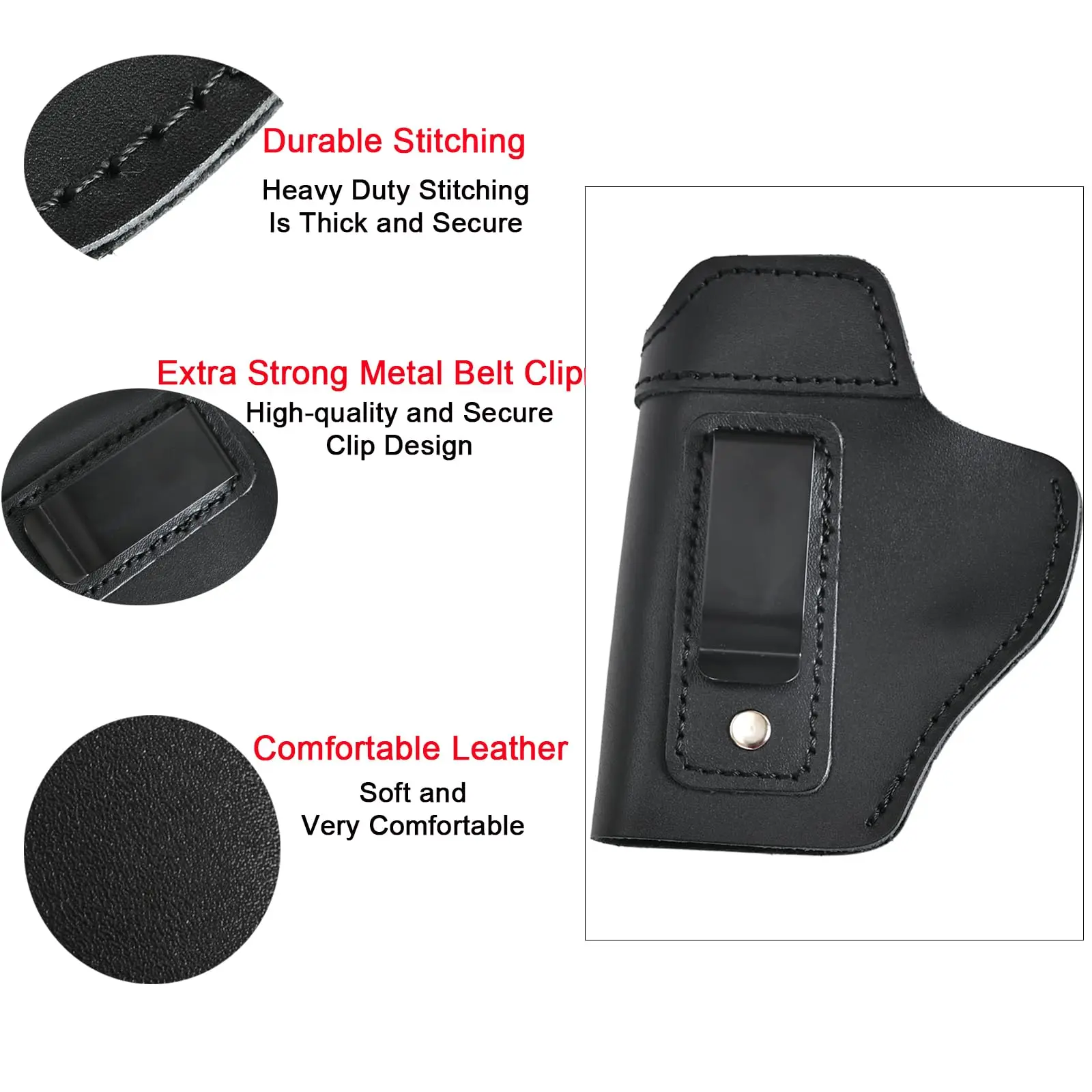 Fundas de cuero IWB para pistola de transporte oculto, funda para pistola de mano, fundas interiores para cinturilla para Glock 17 19 22 23 43 - imagen 4