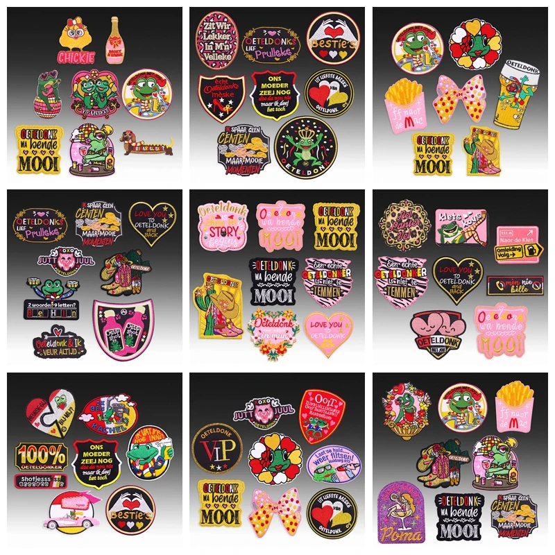 8 unids/set combinación Países Bajos carnaval Oeteldonk emblema bordado parche hierro en parches para ropa carnaval decorar parche