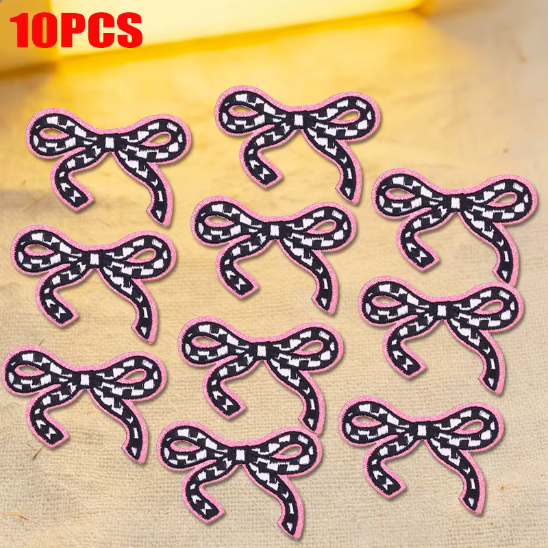 Parche termoadhesivo bordado lazo a cuadros – para jeans y manualidades - imagen 3