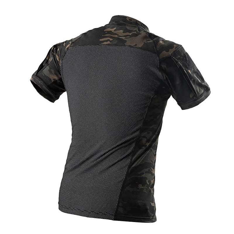 Camiseta de algodón de cuatro generaciones para hombre, Top de manga corta de camuflaje, Pantalón elástico Delgado, traje de entrenamiento militar de rana, Verano - imagen 2