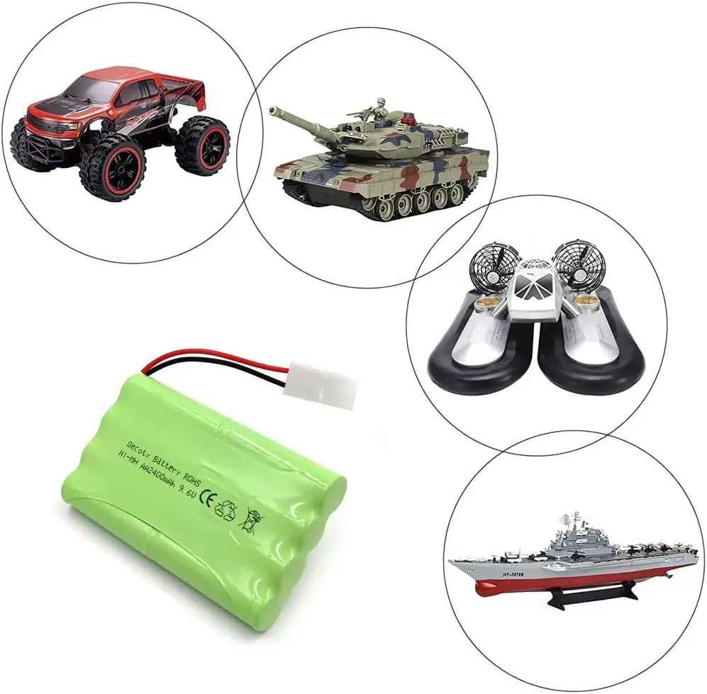 Paquete de batería recargable Ni-MH AA de 9,6 V y 2400mAh, enchufe Tamiya con cargador para control remoto, tanques de coches de juguete, trenes, Robot, barco, pistola - imagen 3