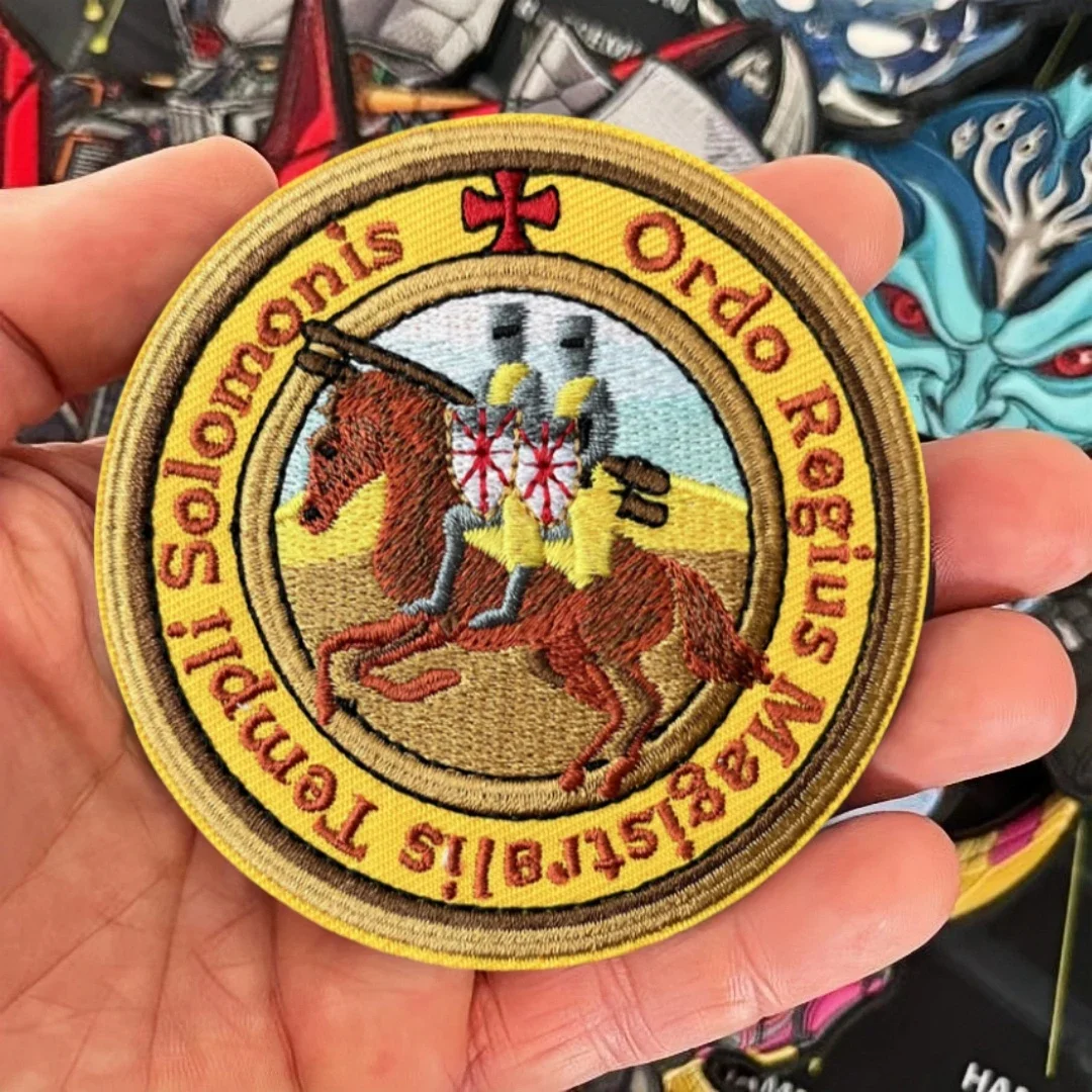 Parche de los cruzados templarios de los caballeros, insignia de moral táctica, parches bordados de gancho y bucle para ropa, pegatina de equipo militar - imagen 2