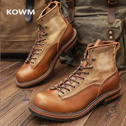 KOWM Botas de senderismo hombre – Piel vacuno con suela gruesa montaña
