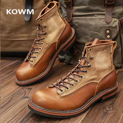 KOWM Zapatos de Senderismo Hombre Piel Vacuno Suela Gruesa