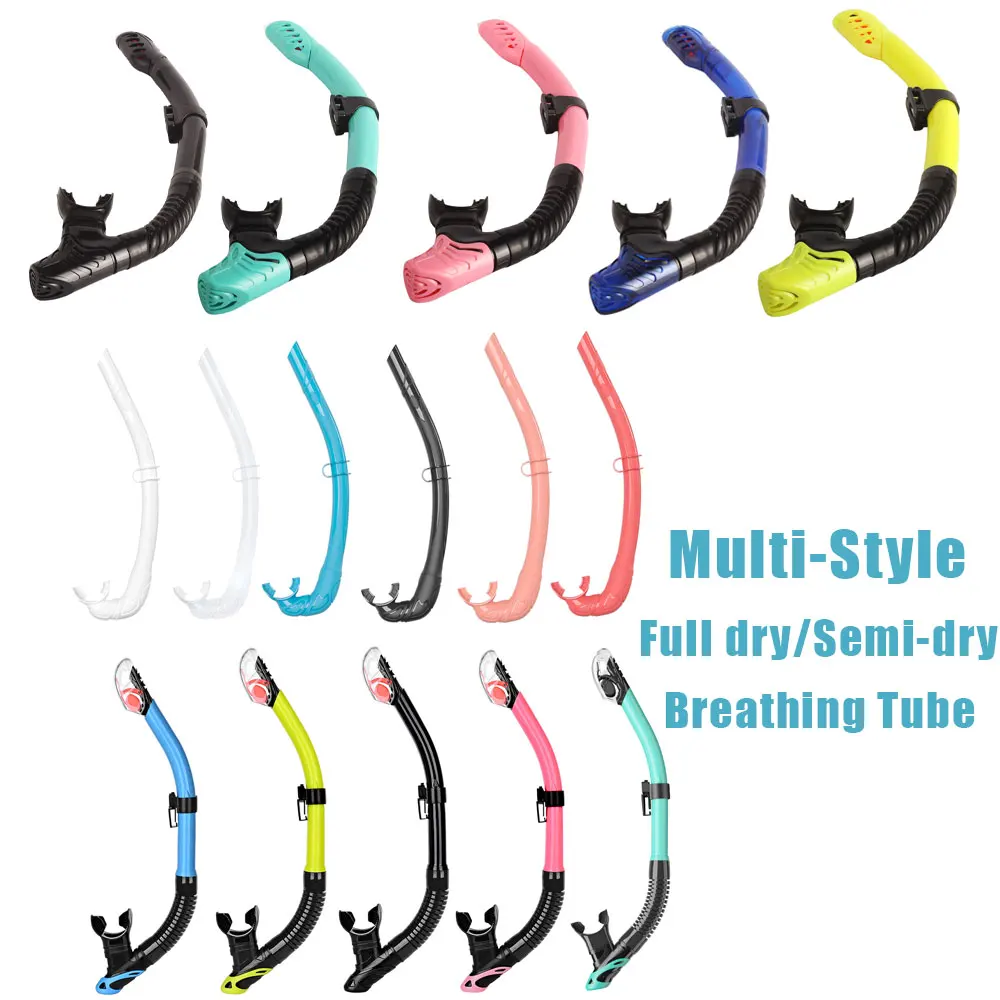 Tubo de snorkel seco multiestilo para adultos, fácil aliento, tubo de snorkel para buceo, snorkel de silicona, natación, snorkel, tubo de respiración