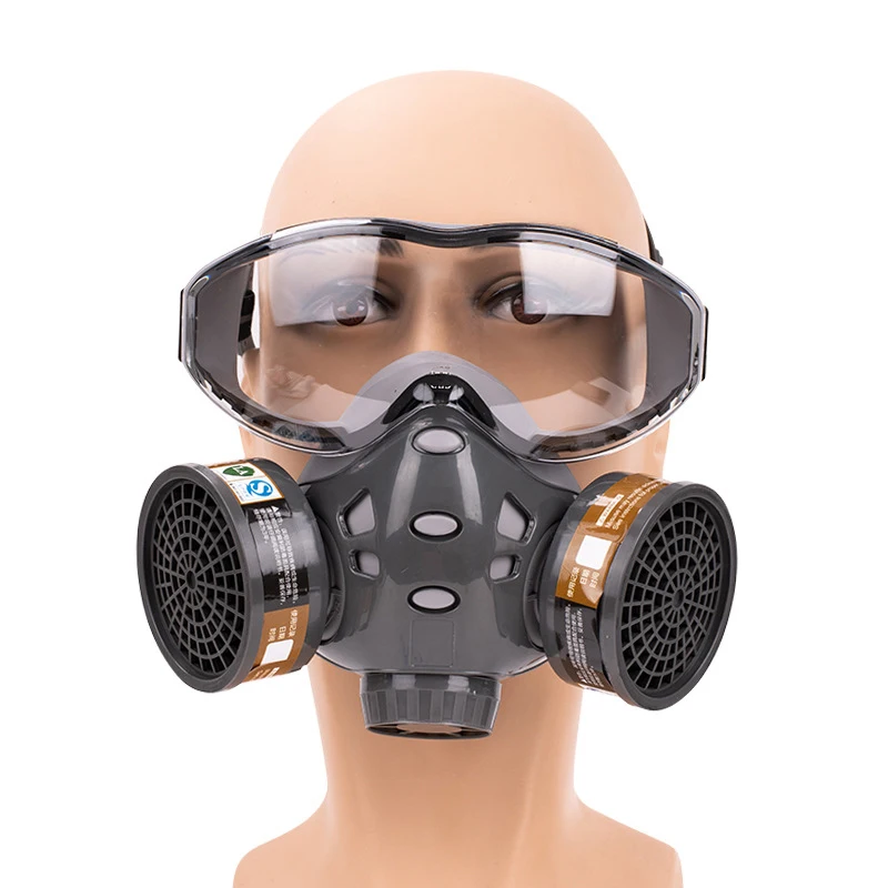 Respirador, máscara de Gas de cara completa con gafas de seguridad, pintura en aerosol, decoración de pesticidas químicos, formaldehído con filtro - imagen 4