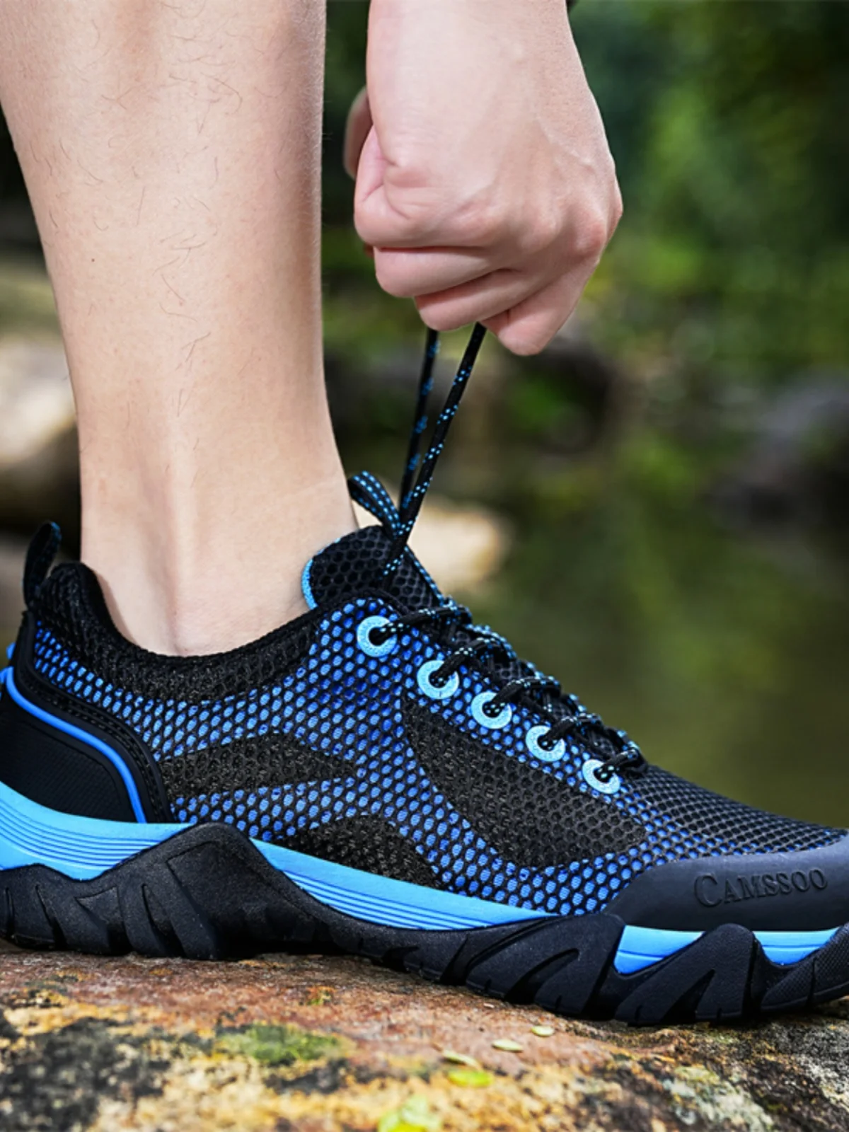 CAMSSOO-Zapatillas de senderismo transpirables para hombre y mujer, zapatos de escalada para deportes al aire libre, zapatos de trekking de malla, zapatos tobilleros, 2024 - imagen 2