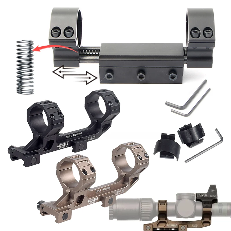 Mira telescópica ajustable con resorte de 11/20mm, riel de cola de milano, anillos de alcance para Rifle de 25,4/30mm, soporte de retroceso cero para riel Picatinny - imagen 2