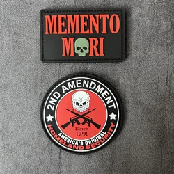 Parche táctico de PVC "Memento Mori", insignia de moral, pegatinas, gancho, bucle, calavera, parches militares, mochila, ropa, brazalete