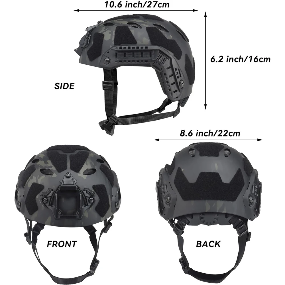 Conjunto de casco táctico con casco Airsoft, máscara facial táctica, auriculares walkie talkie, baliza de supervivencia para caza al aire libre - imagen 2