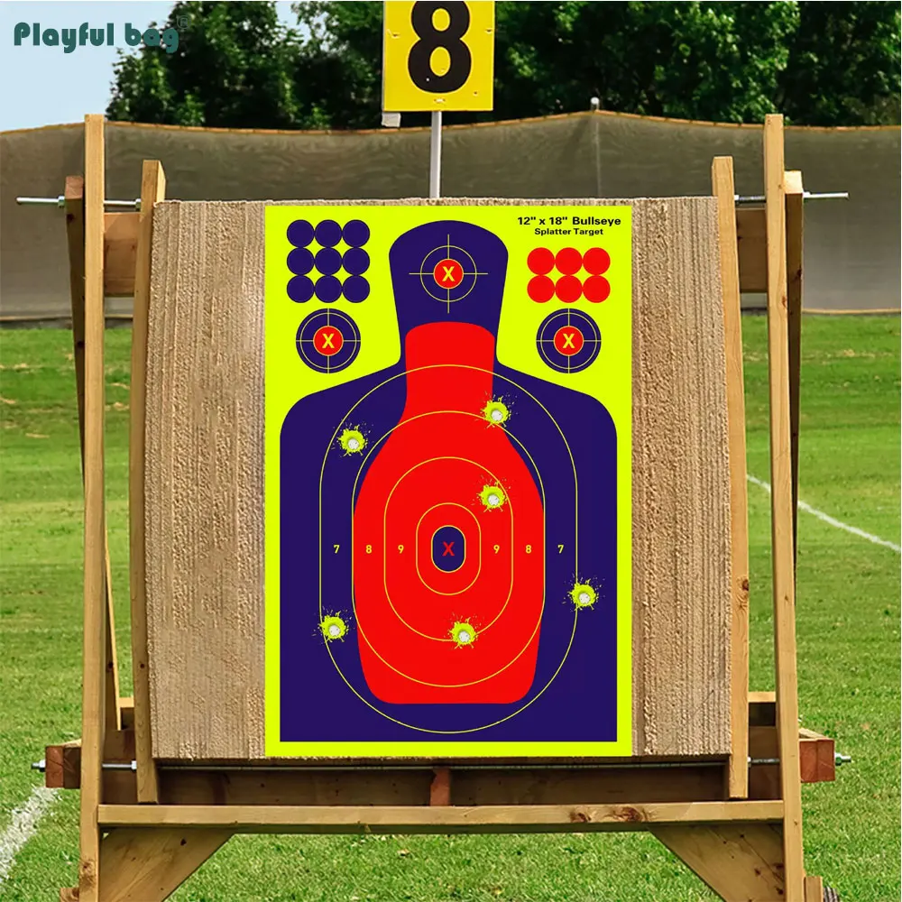 20 piezas pegatinas de objetivo de salpicaduras Bullseye de 12 ''x 18'', papel autoadhesivo para tiro, Rifle, entrenamiento Airsoft, venta al por mayor AQB186 - imagen 2