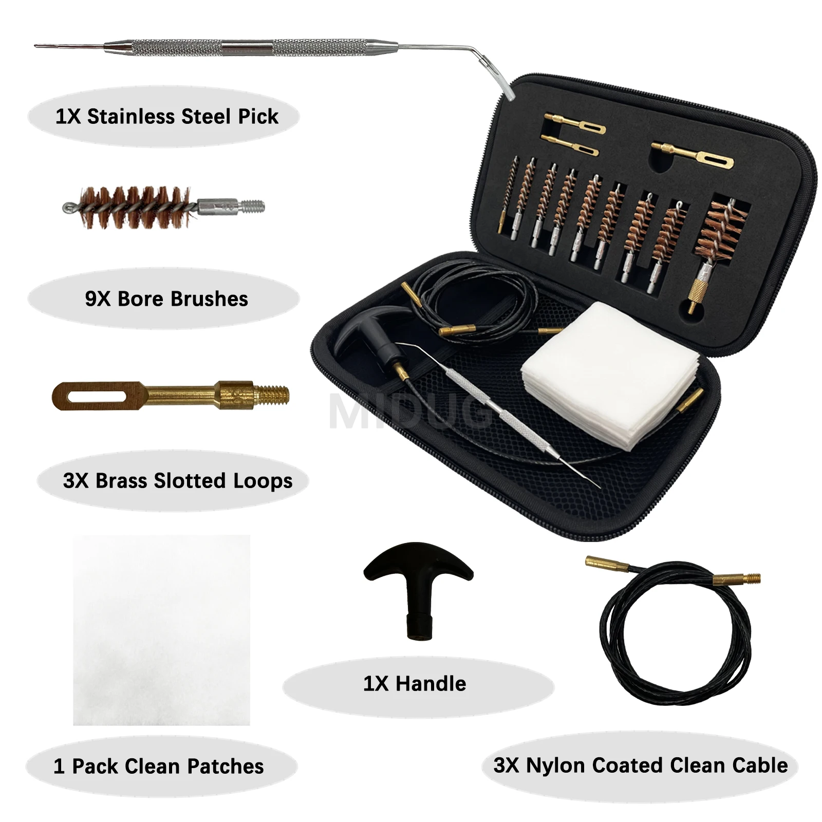 Kit de limpieza de armas multi-calibre con cepillos de cerdas - imagen 2