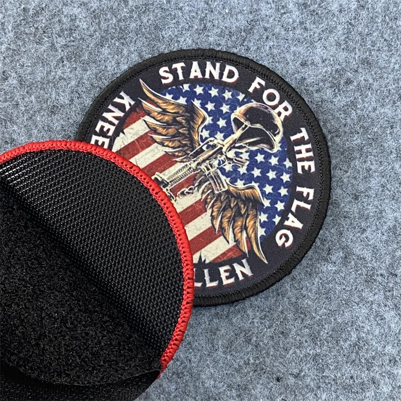 Parche certificado con cremallera para la bandera de Kneel, insignia de moral táctica caída, gancho y lazo, parches de mochila para ropa - imagen 3