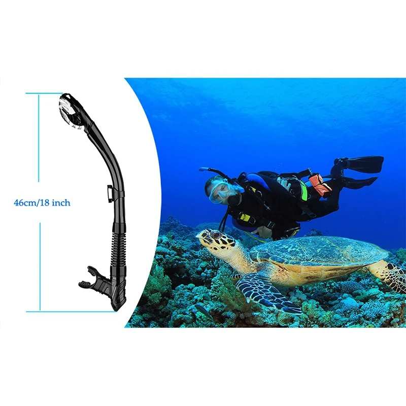 Snorkel de buceo de silicona, tubo de respiración profesional para natación y buceo, manguera seca para adultos y niños, tubo de buceo subacuático - imagen 4