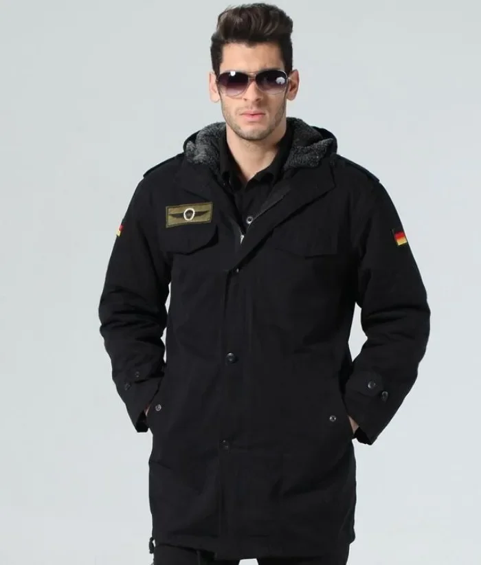 Chaqueta de caza para hombre, gabardina térmica de algodón con capucha, abrigo con forro polar, Invierno - imagen 4
