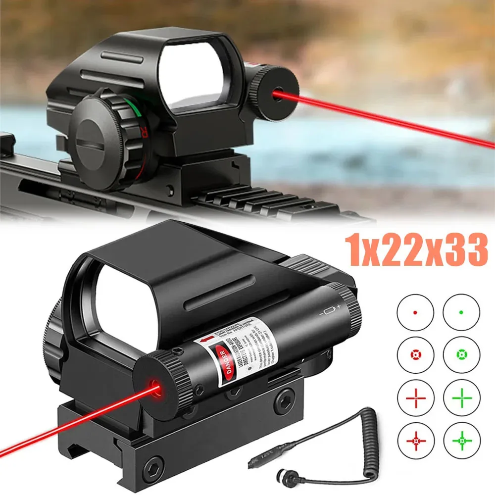 Mira réflex táctica, mira telescópica de caza con 4 retículas, color rojo y verde, óptica de caza para riel de 11mm/20mm