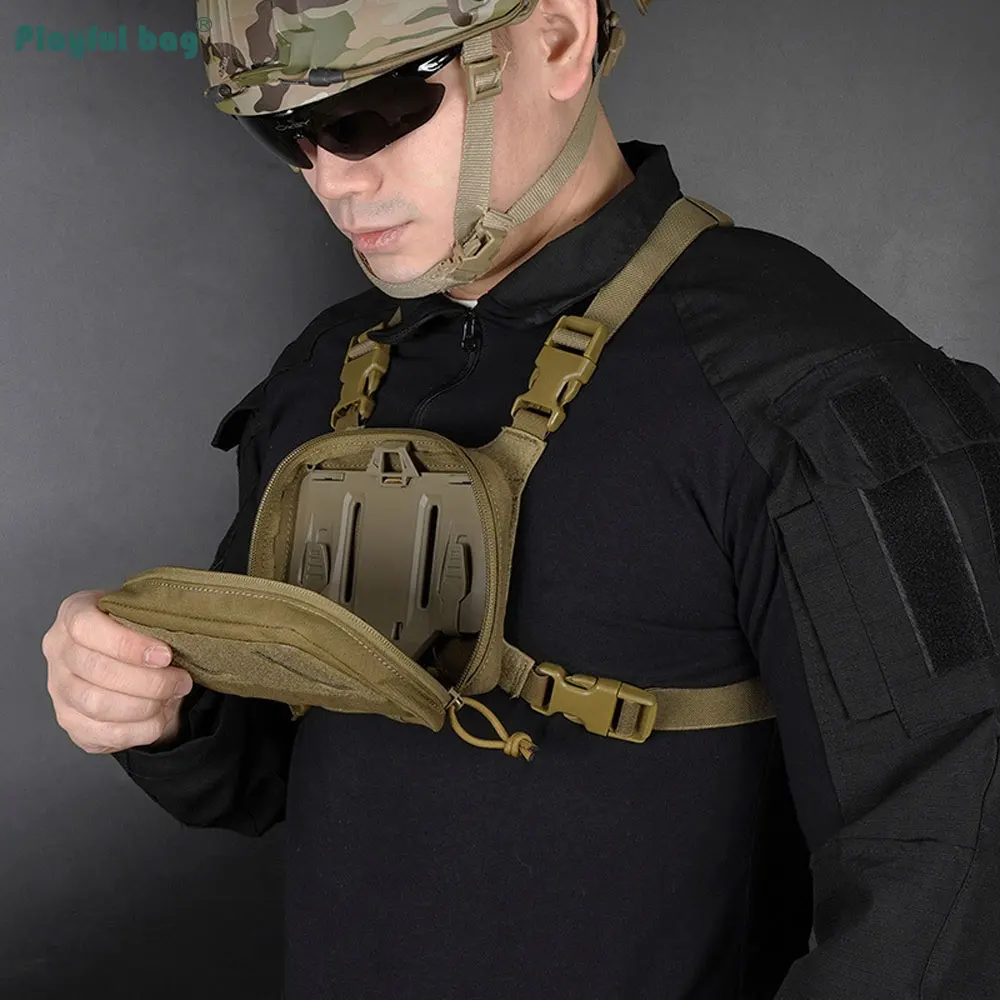 Bolsa táctica plegable para tablero de navegación, chaleco Molle de caza, bolsa de pecho, paquete protector para teléfono móvil, equipo deportivo Airsoft AVA308 - imagen 4