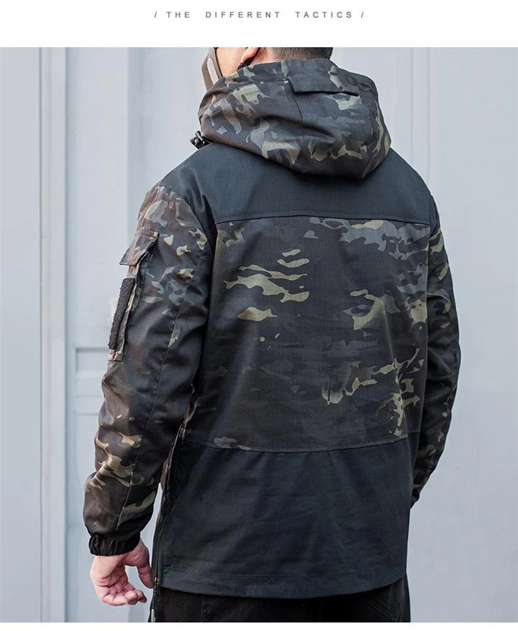 Abrigo de camuflaje táctico de canguro para hombre, Sudadera con capucha para exteriores, Jersey cortavientos de montañismo, primavera y otoño, novedad de 2023 - imagen 5