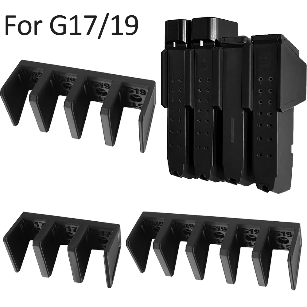 Portarrollos táctico para montaje en pared, soporte para revistas compatible con Glock 17 19 3/4/5 ranuras, estante de almacenamiento de revistas para accesorios de munición de pistola