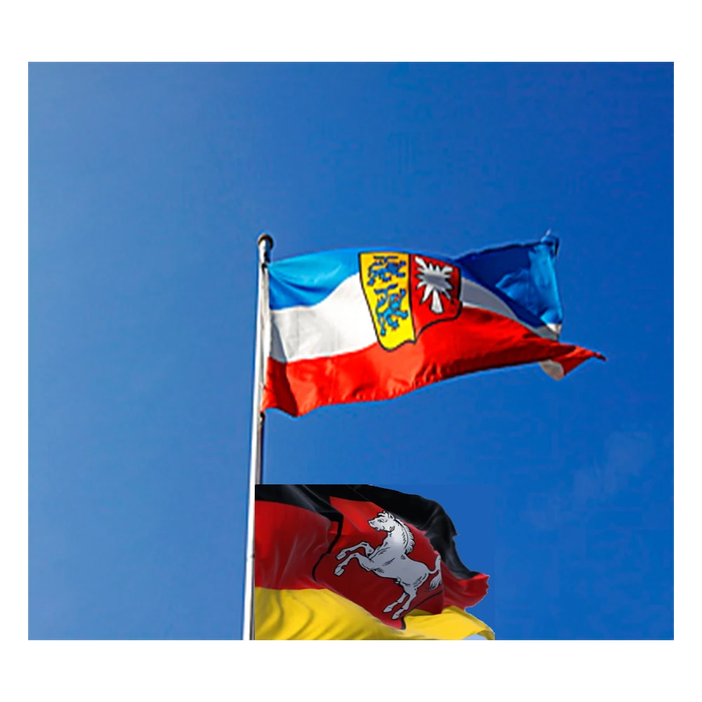 Bandera de Sajonia inferior de Schleswig Holstein de Alemania, cartel impreso de poliéster, Estados de Alemania para decoración, 90x150cm - imagen 2