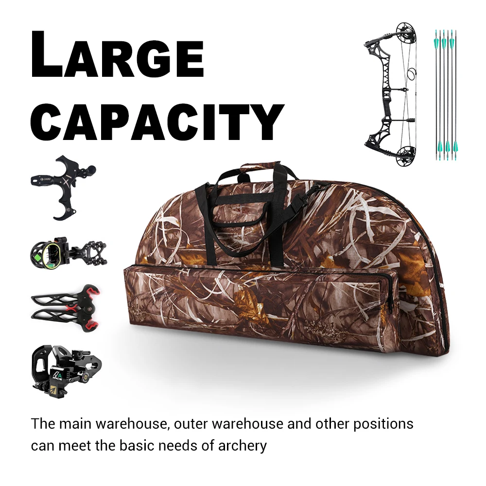 Bolsa de transporte de arco, bolsa de almacenamiento para equipo de tiro con arco con bolsillo para flechas, estuche compuesto de lona para arco de caza de 95cm, 100cm y 115cm - imagen 2