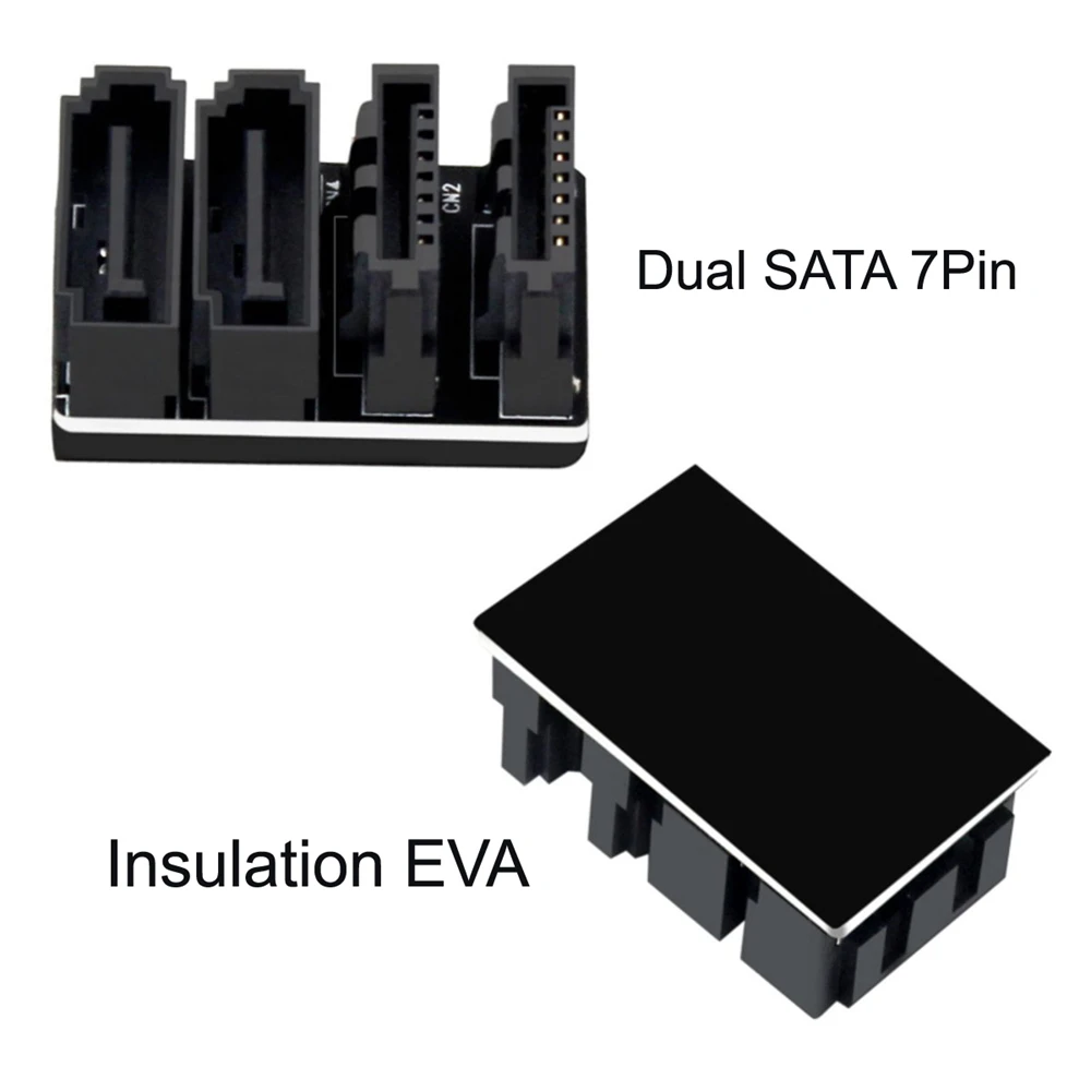 CY adaptador Dual SATA de 7 pines hembra a 7 pines macho, ángulo de 360 grados, perfil bajo, para escritorio, SSD, HDD, placa base - imagen 3