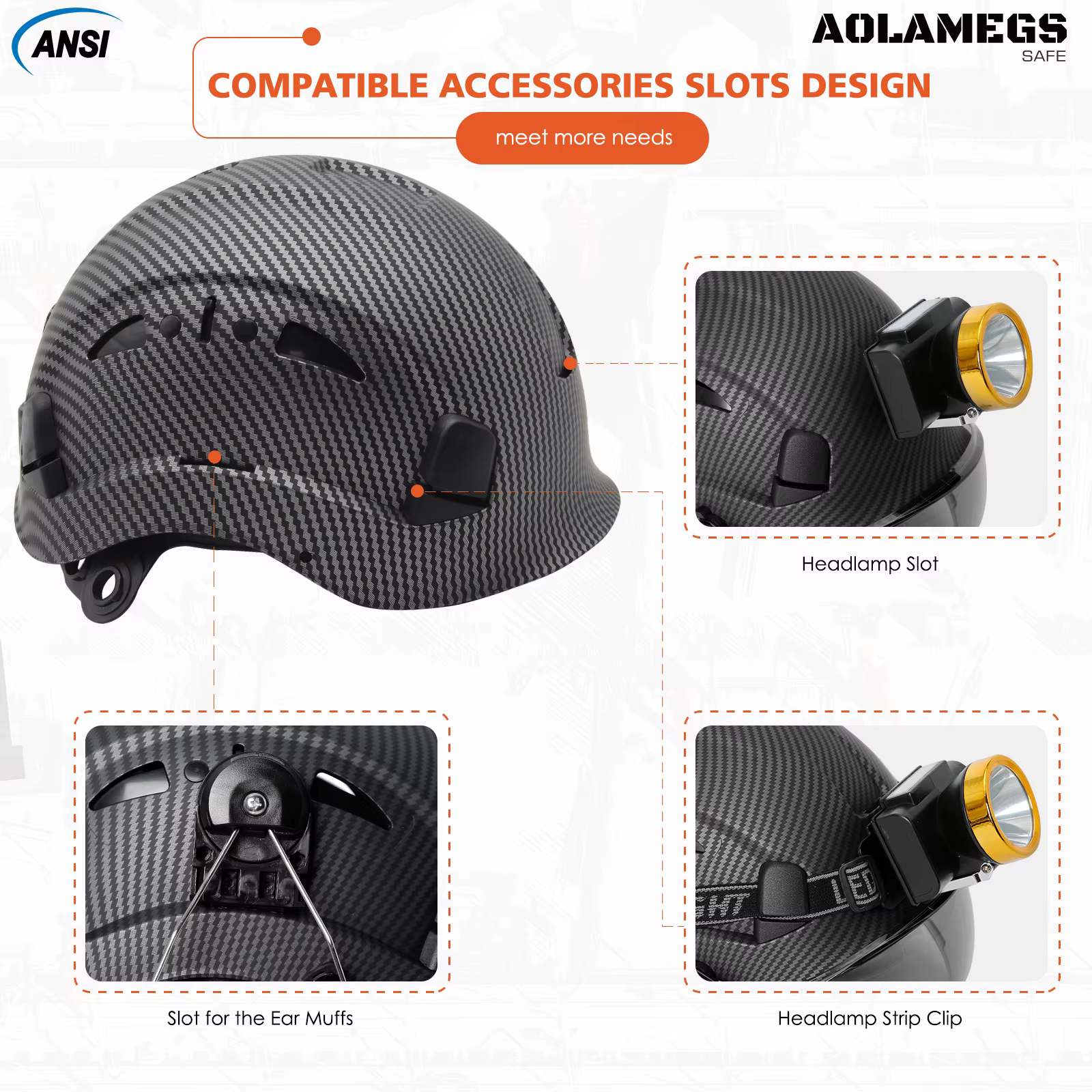 Casco protección fibra carbono CE ANSI – Industrial laboral - imagen 3