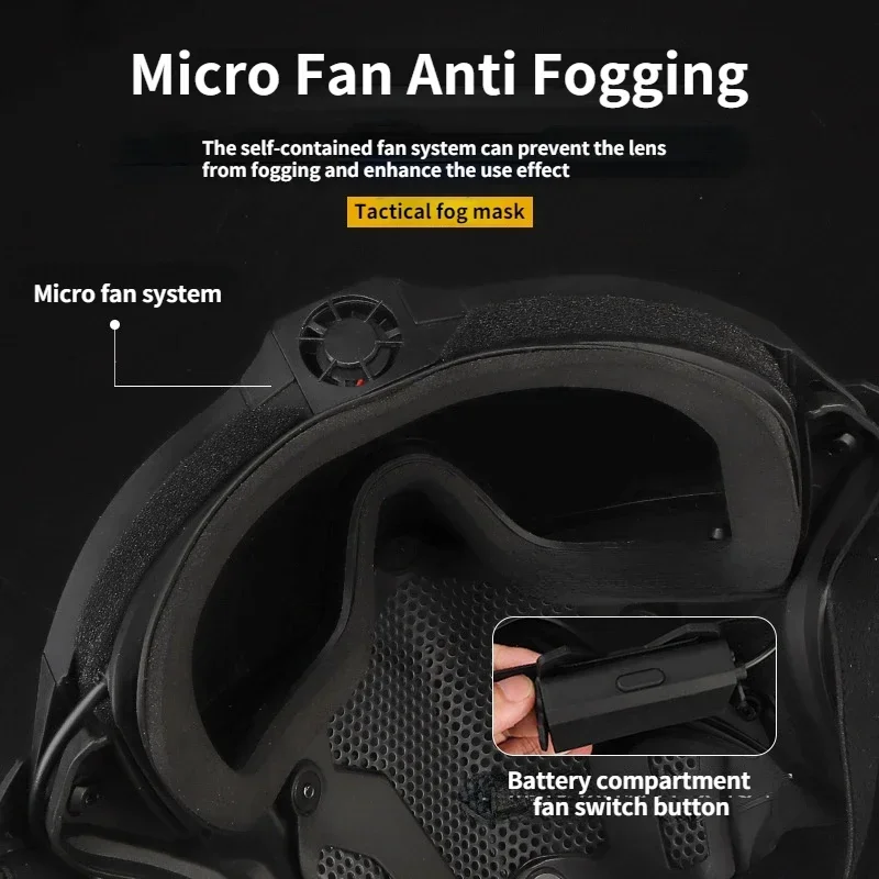 Máscara antiniebla táctica con gafas, máscara facial completa desmontable para Paintball, caza, tiro, equipo protector de juego CS - imagen 5