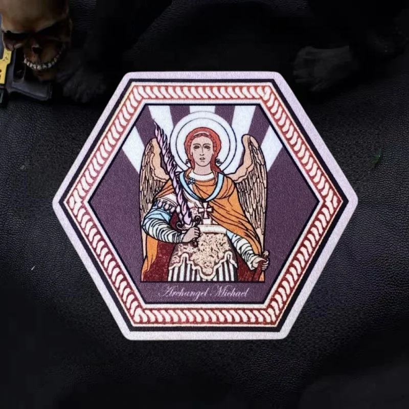 Parche con estampado del Arcángel Michael, insignia de moral táctica con gancho y bucle, mochila militar, pegatina decorativa, parches para brazalete para ropa - imagen 2