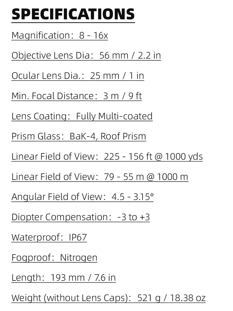 Óptica vectorial 8-16X56 ED Monocular potente telescopio impermeable de 56Mm para caza Camping Ip67 Bak-4, prisma de techo - imagen 4