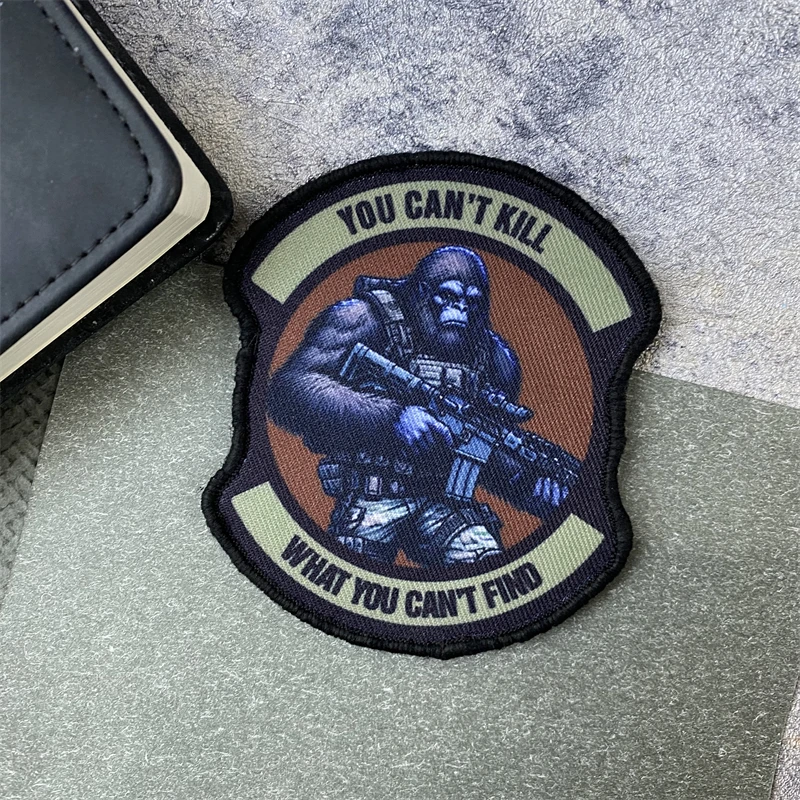 No puedes matar lo que puedes cANT FINO, insignia estampada, parche, monos, orangutanes, brazalete militar táctico, pegatinas de gancho y bucle - imagen 4