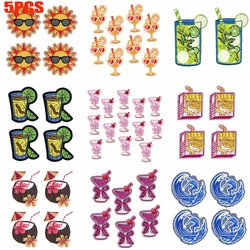 5 unids/lote bebidas de frutas parche de ondas de mar dibujos animados verano Surf estilo bordado apliques hierro en parches DIY sombreros chaquetas insignia para coser
