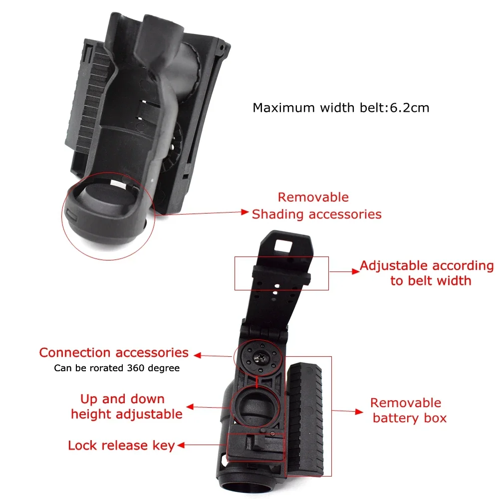 Funda para linterna táctica 360 °   Estuche giratorio para linterna, bolsa con Clip para cinturón, kits de antorcha, bolsa con iluminación superior abierta, soporte para linterna LED - imagen 5
