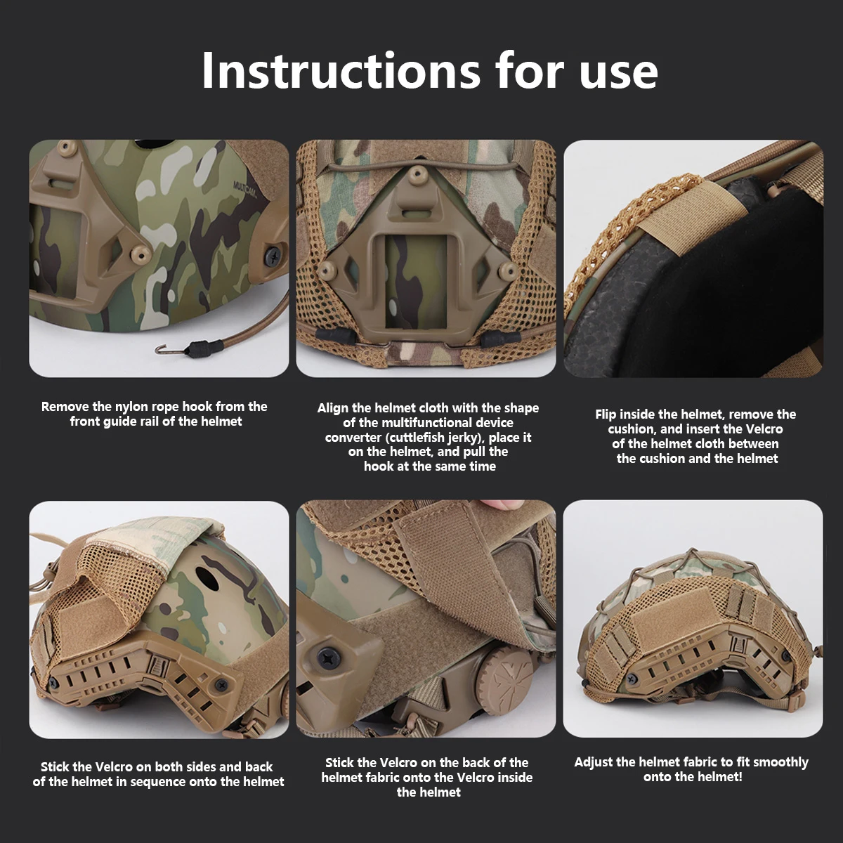 Cubierta de casco rápido para caza al aire libre, tiro militar táctico MH PJ BJ, cascos de tela, Paintball, juego de guerra, accesorios para casco de algodón - imagen 5