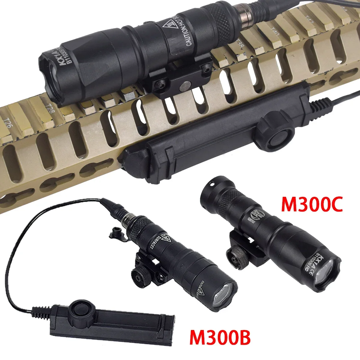 Surefire-linterna LED M300C M300B, serie M300, antorcha exploradora compatible con riel de 20MM, montaje MLOK, Base KEYMOD, luz para arma de caza M300B - imagen 3