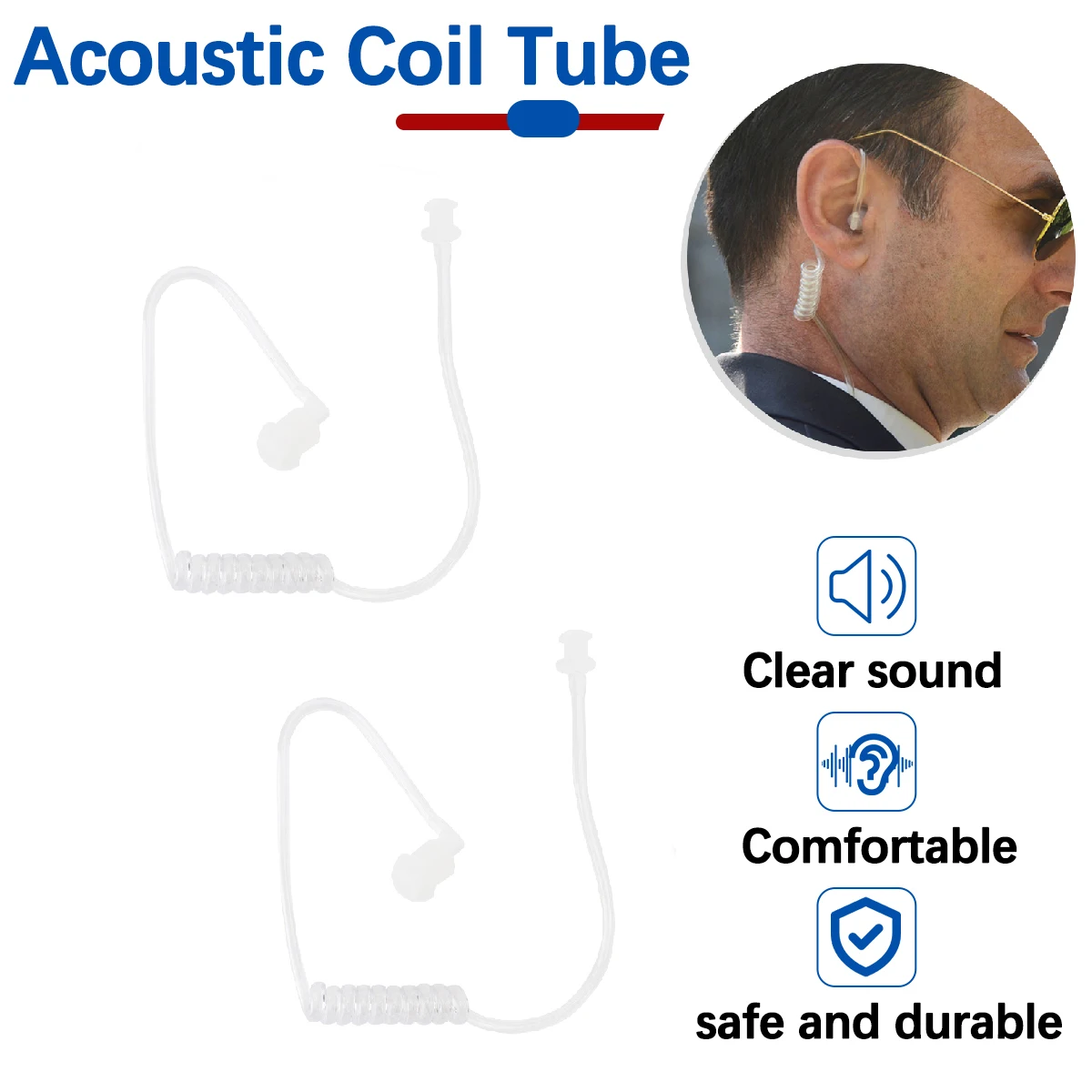ABBREE-auriculares de repuesto para Walkie Talkie, tubo de bobina acústica, para Baofeng Motorola Kenwood Retevis Midland, auriculares de Radio bidireccionales