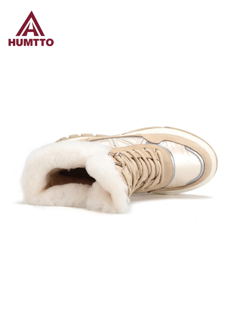 HUMTTO, zapatos informales para exteriores, zapatos de senderismo para mujer, botas de esquí cálidas de lana de alta calidad para invierno, botas de nieve impermeables, zapatillas de trekking - imagen 3