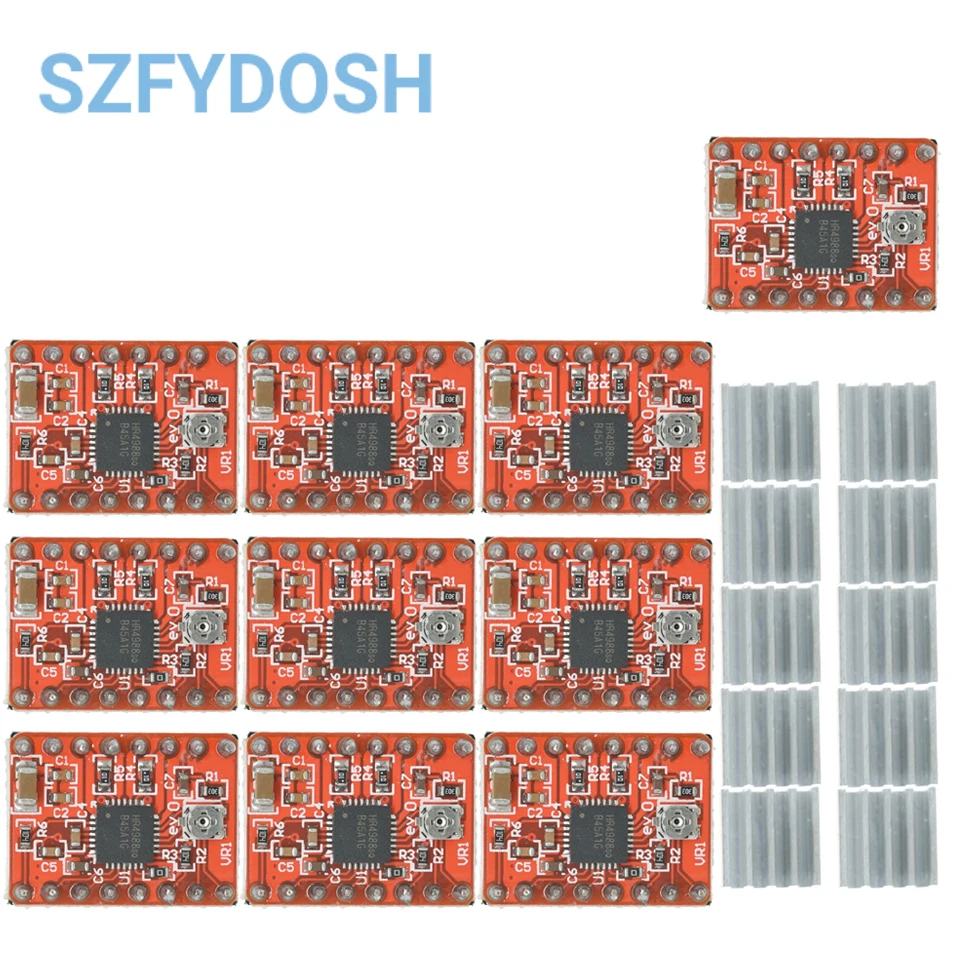 1/510 Uds piezas de impresora 3D StepStick A4988 DRV8825 controlador de Motor paso a paso con disipador de calor portador Reprap rampas 1,4 - imagen 5