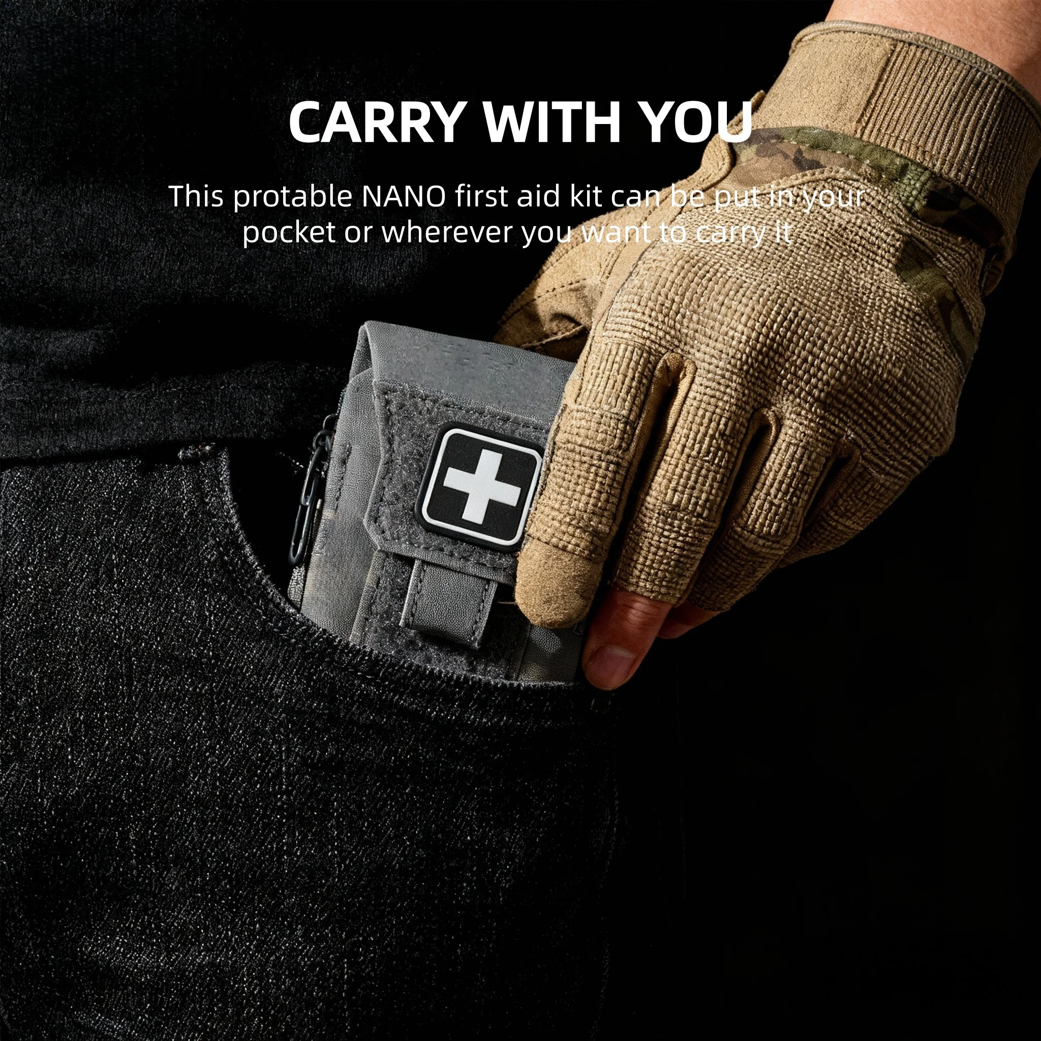 Botiquín de primeros auxilios NANO portátil, bolsa de transporte diaria de bolsillo con sujetadores de gancho y bucle, capacidad para primeros auxilios al aire libre y diario - imagen 5