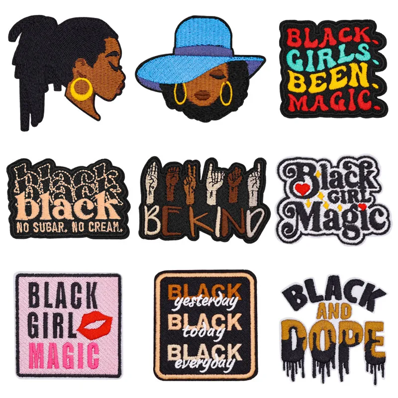 10 unids/set parches negros Perple para planchar para ropa parche termoadhesivo parches bordados negros para niña/niño en sombrero chaqueta regalos - imagen 2