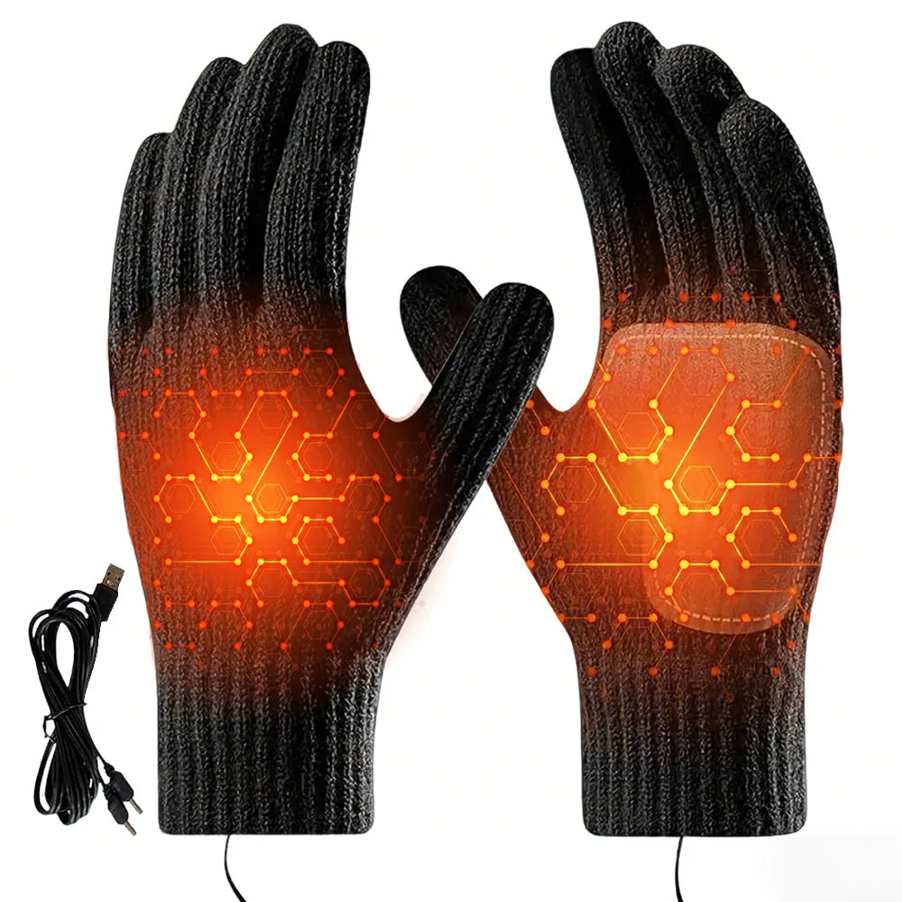 Guantes calefactables, guantes cálidos eléctricos, pantalla táctil térmica, cubiertas de manos de invierno calentadas por USB para caza al aire libre, esquí, escalada, correr