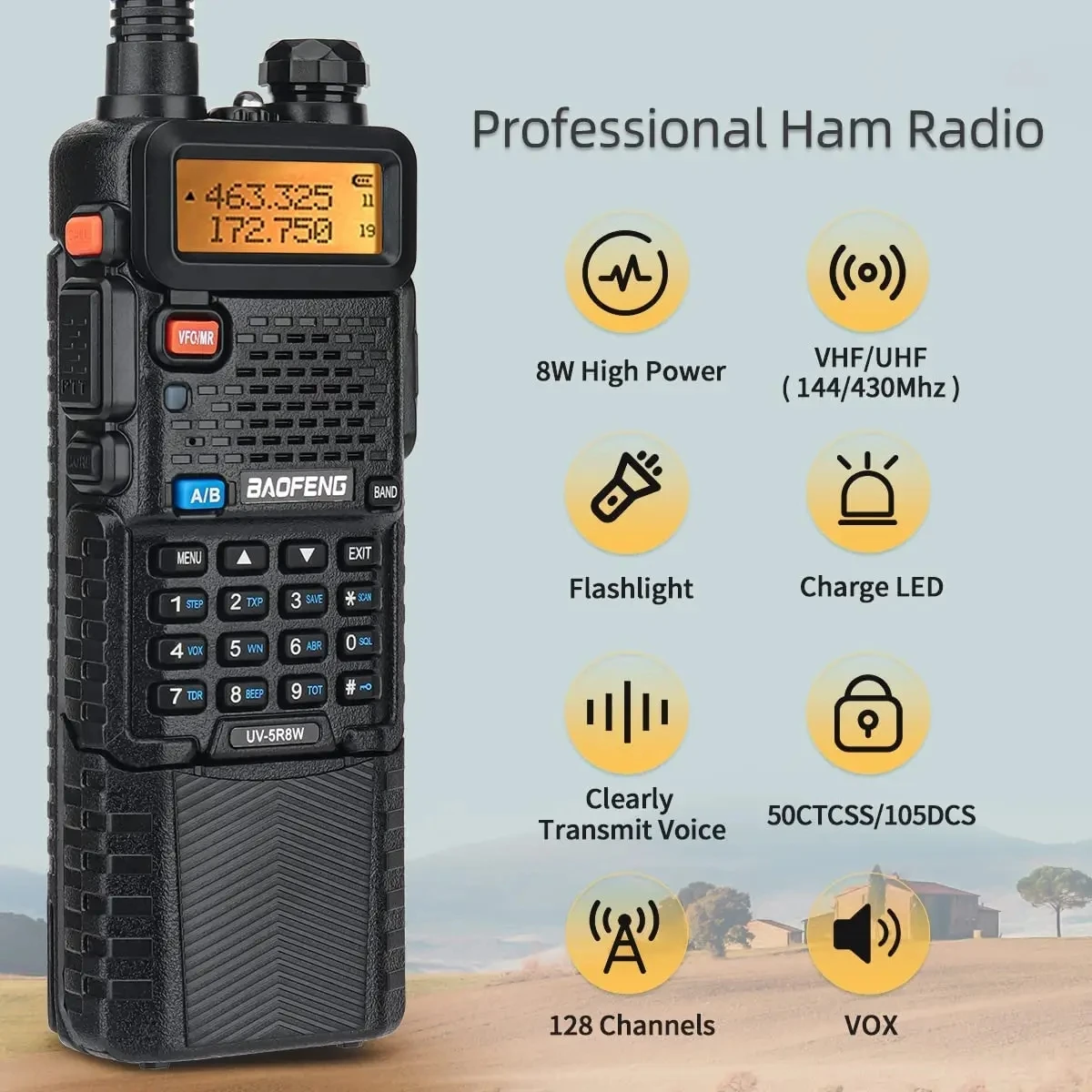 Baofeng UV-5R 8W 3800mAh Walkie Talkie Tri Power tipo C VHF UHF banda Dual de largo alcance para UV5R K5 portátil Ham CB Radio bidireccional - imagen 3