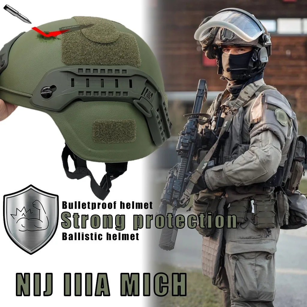 MICH/ACH Casco a prueba de balas NIJ Nivel IIIA+, soporte NVG de aleación de aluminio mejorado y riel ARC, tamaño de cabeza ajustable, cojín interior suave - imagen 3