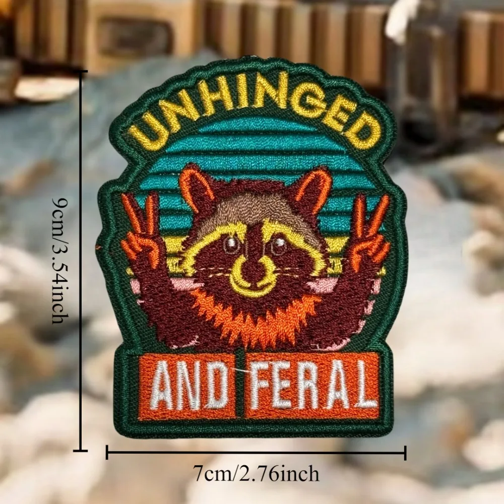 Parches de gancho y bucle bordados de mapache desenganchado y Feral para ropa insignia de moral táctica mochila sombrero pegatinas - imagen 2